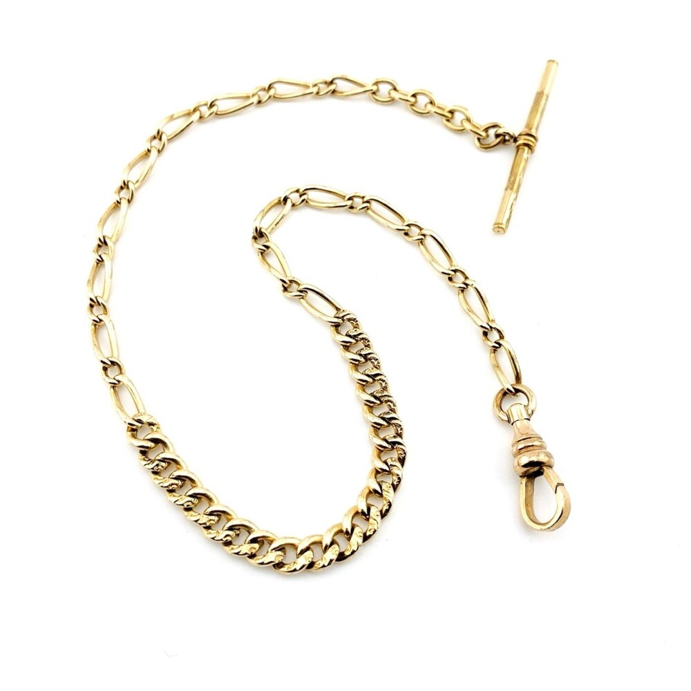 Antique Victorian Pocket Watch Chain Gold Filled Curb Link and Long Short Links